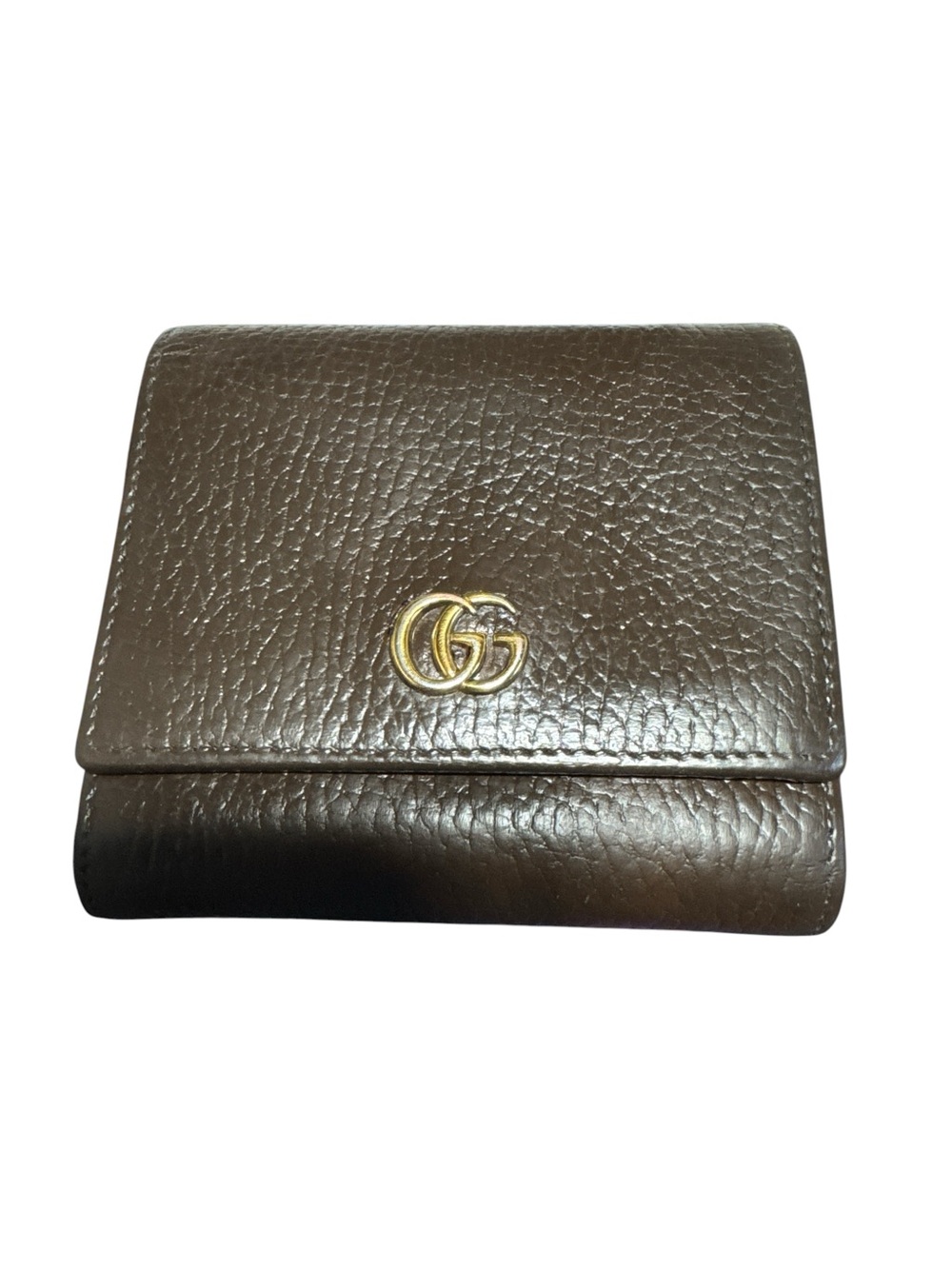 Gucci brown leather wallet with gold logo Restored